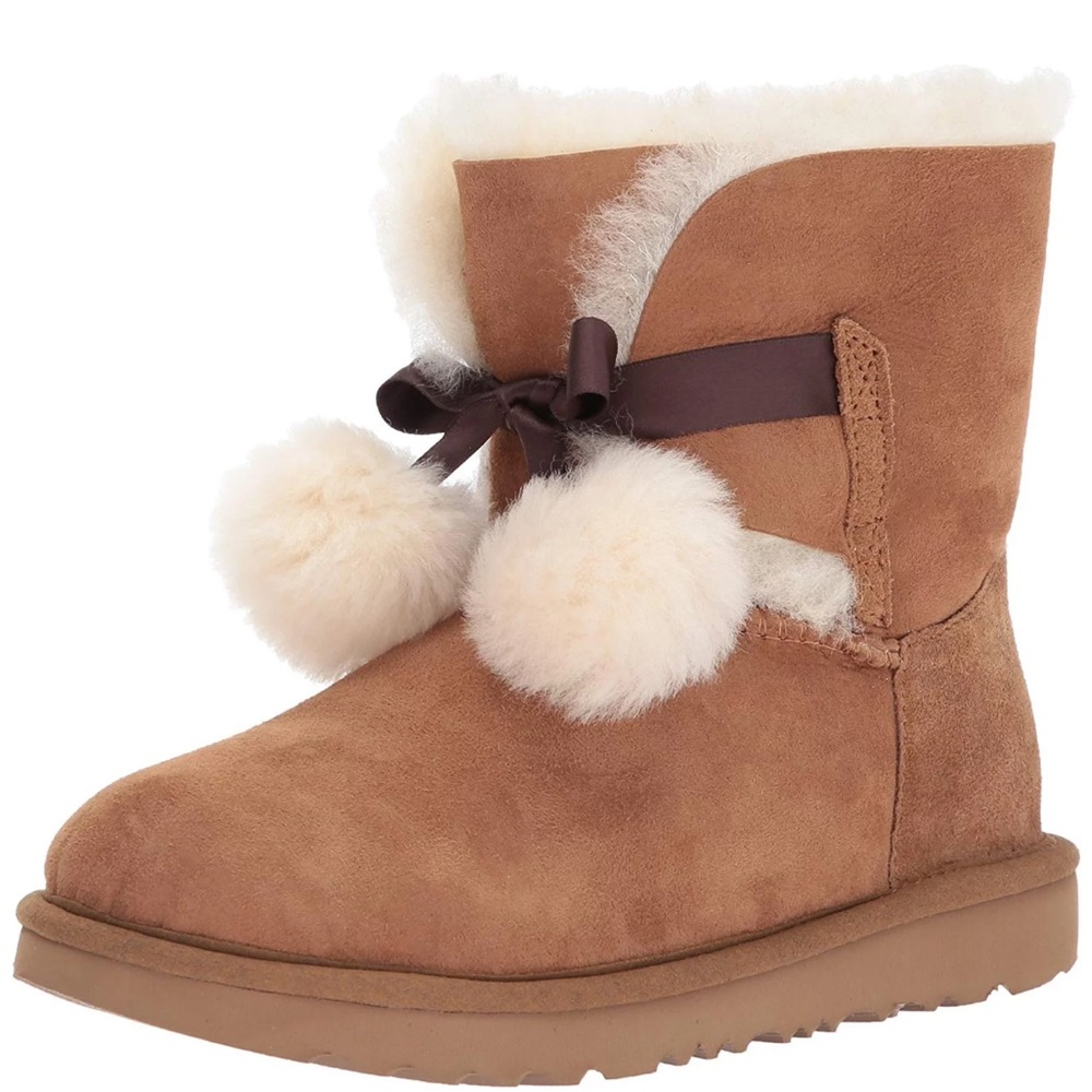 UGG KIDS GIRLS MINI GITA FUR BALL BOOTS SIZE: 7 TODDLER